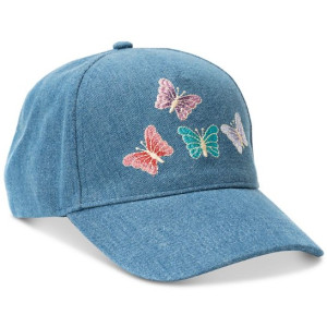International Concepts Womens' Embroidered Butterfly Denim Hat